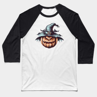 Gothic halloween pumpkin with witch hat Baseball T-Shirt